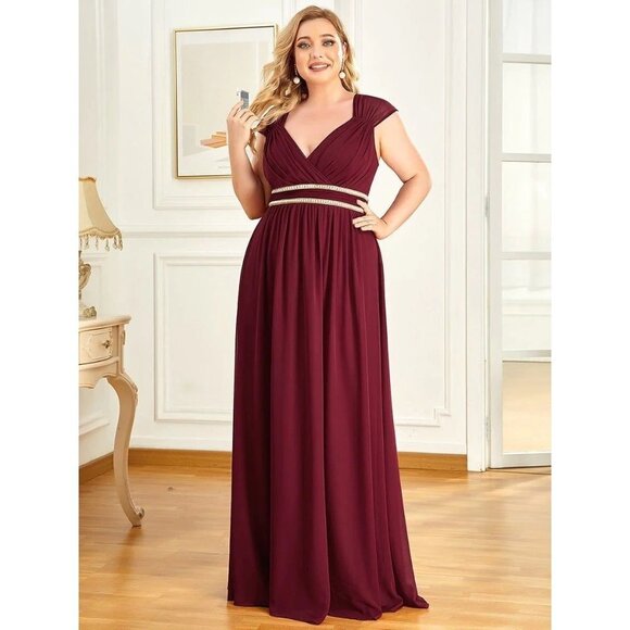 NEW EverPretty Sleeveless Floor Length V Neck Bridesmaid Prom dress Plus… - Picture 1 of 9